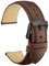 WOCCI 24mm Vintage Leder Uhrenarmband mit Schwarzer Schnalle, Ersatz Armbanduhr (Dunkelbraun)