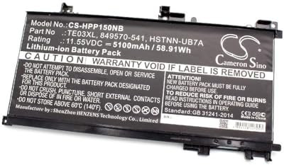 vhbw Batería Recargable Compatible con HP Omen 15-AX013NS, 15-AX014NF, 15-AX014NS, 15-AX014UR Notebook (5100 mAh, 11.55 V, Li-Ion)