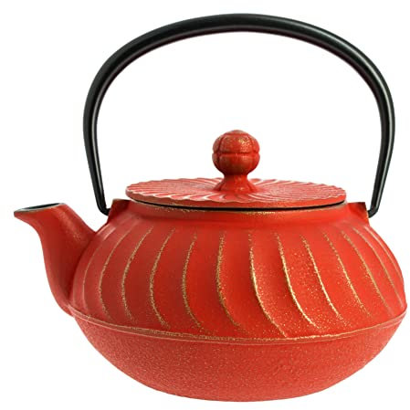 Iwachu Nambu Tekki - Teiera in ferro colato giapponese Nami, rosso oro, 650 ml