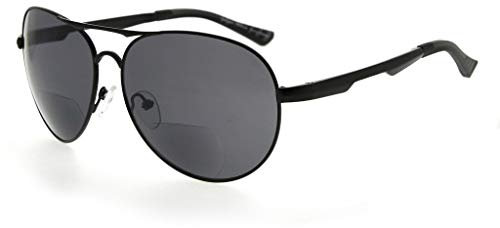 Eyekepper Bifokal Sonnenbrille Pilot Stil Sun Leser Draussen Lesung Gläser(Schwarz, 1.50)