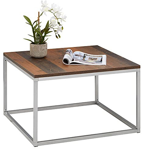 CARO-Möbel Couchtisch Novy Wohnzimmertisch mit elegantem Metallgestell, Beistelltisch in Old Style/grau, 67 x 67 cm