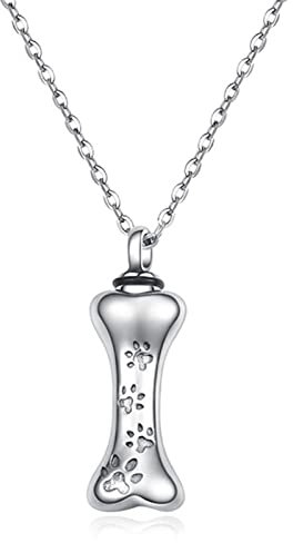 925 Sterling Silber Haustier Hund Memorial Urne Halskette Retro Urne Hundeknochen Form Tierhaar Halskette in Schmuck