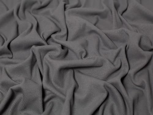 Baumwoll-Lycra-Rippstrick Stoff anthrazit - Meterware