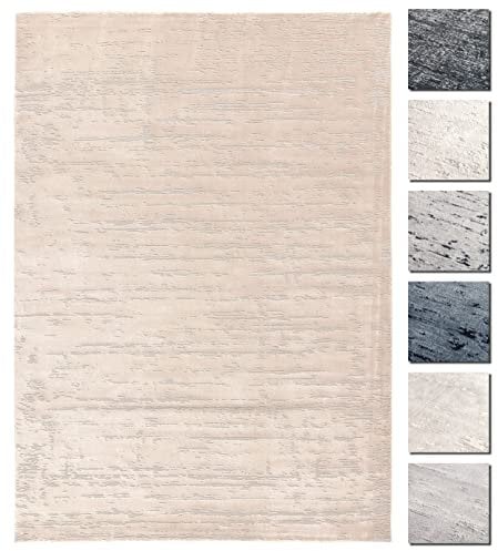 Kurzflor Teppich Wohnzimmer Beige 80 x 150 cm, Moderner Kurzflor Teppich, Super Soft