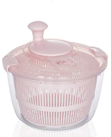Zentto Salatschleuder, groß, Kunststoff, Küche, Salatschleuder, 5 Liter, schneller Gemüsetrockner, BPA-frei (Rosa)