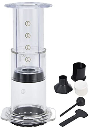 Fockety Coffee and Espresso Maker, 1‑4 Cups 300ml Portable Hand Press French Press Coffee Maker, Manual Espresso and Coffee Press for Home Kitchen, Travel, Camping, Restaurant (Transparent)
