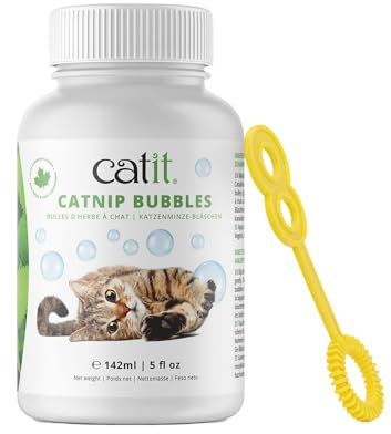 catit Catnip Bubbles 142ml, Canadian Catnip-Infused Bubbles for Play and Enrichment