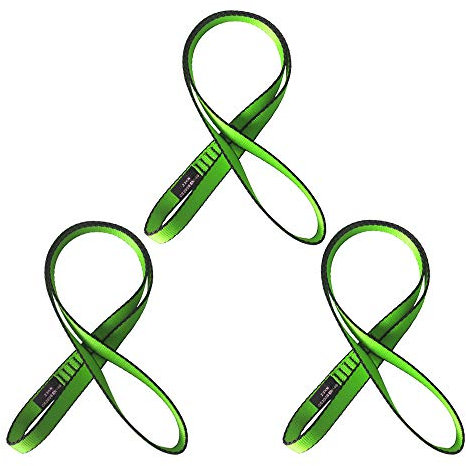 FORBELL Nylon Kletterschlinge, 18mm Nylon Sling Runner für Klettern, Schaukeln, Baumarbeiten, Outdoor-Aktivitäten (60 cm, Grün (3 Stück))