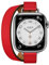 Compatibile con Apple Watch Cinturino 49mm 46mm 45mm 44mm 42mm(Serie 3),Donna Sottile Double Tour Cinturini in Vera Pelle per iWatch Ultra 2 Serie 10/9/8/7/6/5/4/3/SE(42/44/45mm,Red)