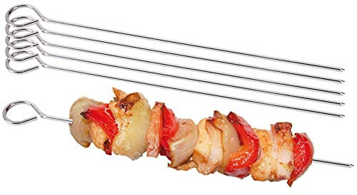 Juego de 6 pinchos de metal para barbacoa, 23,5 cm