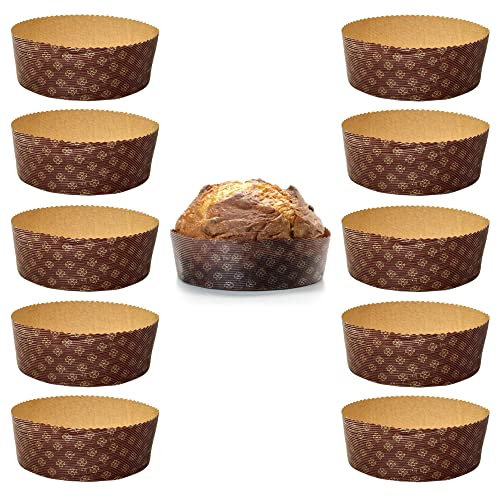 FAH Panettone-Form 1 kg Premium-Qualität (10 Stück) – professionelle Panettone-Förmchen aus reinem Zellulose-Wellpapier in der Mikrowelle, hitzebeständig bis 220 °C