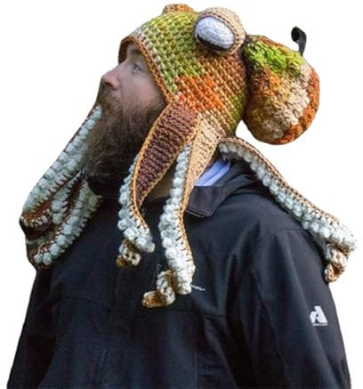 EHOTER Neuheit Häkelmütze Oktopus Mütze Winter Kopfbedeckung Uni Strickmütze Octopus Tentakel Cap (5C)
