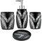 Zahari Home Sinatra stilvolles Badezimmer-Zubehör-Set, schwarzer Seifenspender/Lotion-Pumpe, Becher, Zahnbürstenhalter und Seifenschale, modernes Luxus-Dekor, glitzerndes Mosaikglas, schwarzes