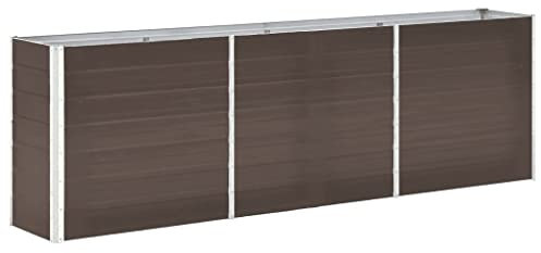 WIFESE Garten-Hochbeet Verzinkter Stahl 240x40x77 cm Braun Hochbeet Metall Hochbeete für Garten Pflanzenbett Kräuterbett Blumenkiste Dekorieren Eingang Balkon Terrasse Garten Stilvoll & Langlebig