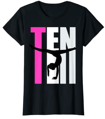Gymnastikbalken, Handständer zum 10. Geburtstag, Rosa T-Shirt