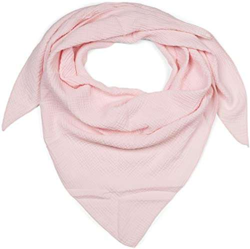styleBREAKER Damen Musselin Dreieckstuch aus 100% Baumwolle | Weiches und leichtes Halstuch für Damen Unifarben | Stylisches Tuch für jede Jahreszeit - Made in Italy, 196 x 84 cm, Farbe:Rose