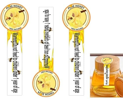 Tamper Proof Honey Stickers Tamper Evident Seals Labels for Honey Jars 1.5×4 Inch Pure Honey Labels(Pack-500)