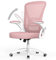 naspaluro Chaise Bureau avec Accoudoir Réglable, Fauteuil Ergonomique en Maille Respirante avec Soutien Lombaire, Dossier Inclinable et Hauteur Réglable, Roulette Pivotant à 360°, Rose