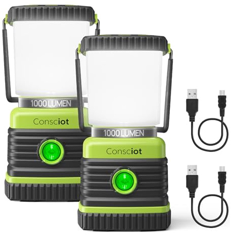Consciot 1000LM LED Camping Lantern Rechargeable, 4 Light Modes, Dimmable