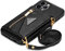 GUVAGI Handyhülle für iPhone 15 Hülle mit Band Handykette Case, Leder Cover Klapphülle Reißverschluss Stoßfest Schutzhülle Magnet Aesthetic Mädchen Handy Hülle mit Kette Umhängen (Schwarz)