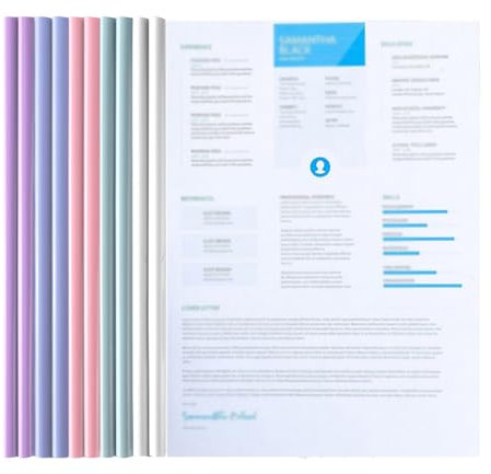10 Feuilles A4 Couverture De Rapports, Plastique Chemise De Couvertures De Rapports, Transparent Barre Coulissante Rapport Couvre, Pour Classification Documents, Bureau, Scolaire