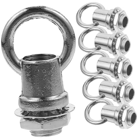 Gancho de Techo de Aleación de Zinc E Hierro M10 6 Piezas | Rosca Completa y Diseño de Gancho Cerrado, Carga de 50kg, Acabado Plata para Iluminación DIY y Uso Versátil