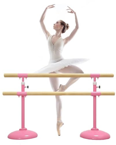ULPro Ballettstange Rosa Doppelschichtige Ballettstange aus Stahl, verstellbare Beindruckstange mit 7 Höhen, ideal für Dehnübungen (Rosa 1,5 m/5 Fuß)