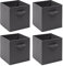 Homullel Foldable Storage Cube Boxes Set of 4, Storage Unit Box with Handle/Eyelet, Collapsible Storage Bins Organiser for Shelf Closet Organization (With Handle, Dark Grey)