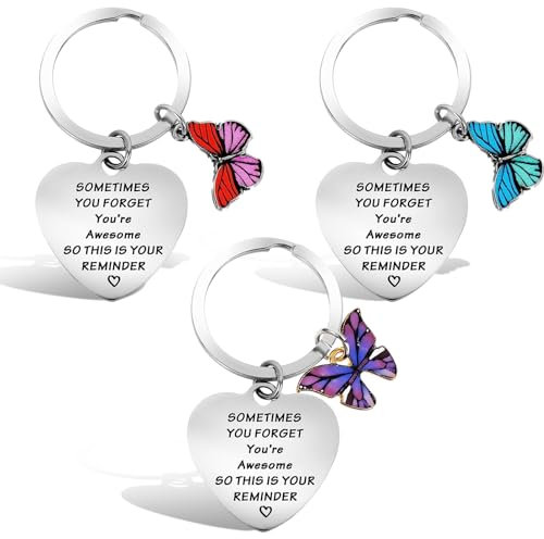 EUPSIIU 3 Stück Schlüsselanhänger Aufmunterung, Geschenk Herzform Charm Schlüsselanhänger, Personalisiert Wertschätzung Schlüsselanhänger für Schwester Kollegin Ehefrau und Mutter (Mehrfarbig)