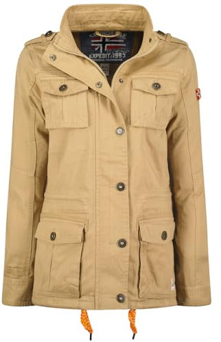 Geographical Norway arouchka lady Veste Coupe Vent Femme Outdoor - Blouson Deperlant Manches Longues Femmes - Manteau Pluie Randonnee Saison Printemps Ete Automne Hiver (Beige M)