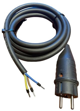 Anschlusskabel mit Schuko Stecker 3x1,5mm² Gummileitung - Anschlussleitung für Bohrmaschine elektro Geräte H07RN-F Maschinen schwer Baustelle, Größen Name: 3 Meter