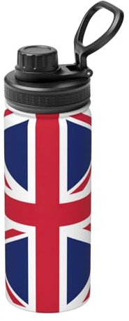 Yqxwjl Union Jack Print Water Bottle, 18 oz Stainless Steel Water Bottle, Sports Water Bottle for Men and Women