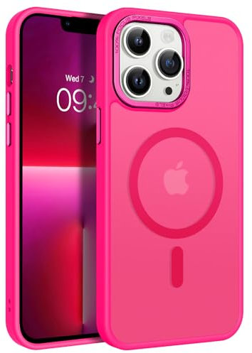 VENINGO for iPhone 13 Pro Case, Compatible with MagSafe Matte Translucent Back Soft TPU Bumper Shockproof 360 Protective Magnetic Slim Girls Women Man for iPhone 13 Pro Phone Case,Hot Pink