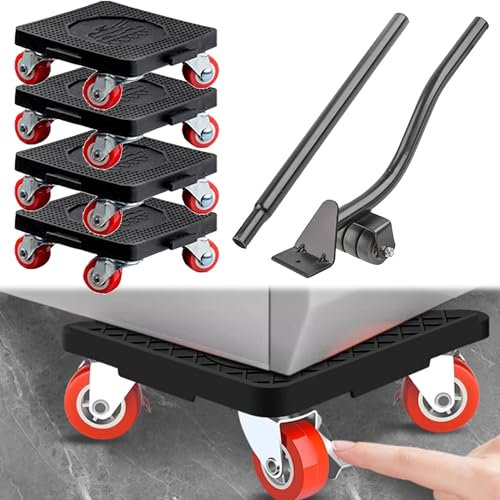 QSLKI Kit Elevadores De Muebles, Juego De Ruedas De Transporte para Muebles, con 4 Ruedas De Fácil Movimiento, Puede Girar 360°, Mover Y Transportar De Muebles Pesados, Sofá, Closet