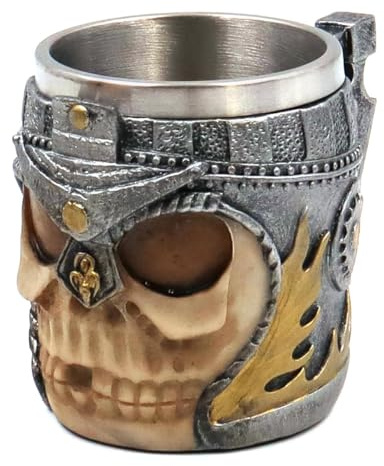 Namvo Skull Coffee Mug Stainless Steel Resin Beer Cup Medieval Viking Decorations for Themed Party Decorations Prop