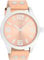 Oozoo - Timepieces Damen Uhr in Peach pink/Silver Coloured | Armbanduhr Damen mit Lederarmband | Moderne Uhr für Frauen | Edle Analog Damenuhr in rund C1090 (46mm Gehäuse)