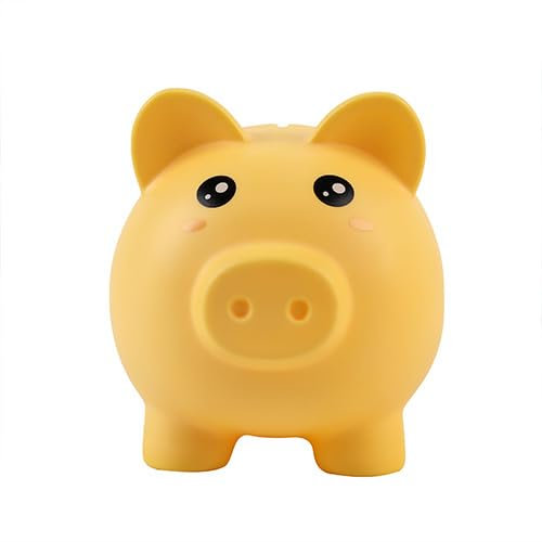 I-TOTAL® - Lustige dekorative Spardose/Münzfach aus robustem Kunststoff (Yellow Pig)