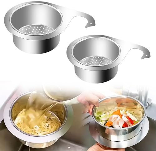 Passoire de Cuisine en Inox, 2 Pièces Stainless Steel Swan Sink Strainer Basket Panier à Filtre Panier de Vidange Multifonct, Passoire d'angle pour Fruits Et Légumes Panier De Filtre à Déchets