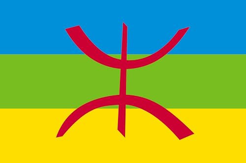 Berber Berbisch Amazigh Flagge mit Messing-Ösen 150x90cm - Wetterfeste Fahne für Fahnenmast Extra Groß Breit Lang XL XXL