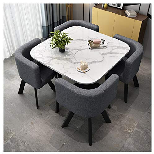 Marmor-Couchtisch und Stuhl-Set für Wohnzimmer oder Büro, runder Tisch mit vier Stühlen, ideal für Konferenzraum, Schönheitssalon oder Kino