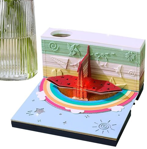 Jiimhte -Kalender, Kunst-Kalender zum Abreißen, mit LED-Licht, Papierkalender, Skulptur, Notizblock-Kalender, Tageskalender für Zuhause, Büros