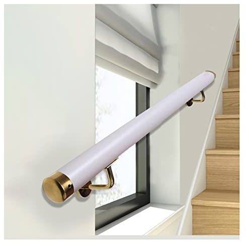 Handlauf für Treppen, Haltegriff für drinnen und draußen, weißer PVC-Treppenhandlauf mit goldenen Endkappen und Halterungen, zusätzlicher Haltegriff an der Wand für Treppen/Kindergarten/Flur (Größe: