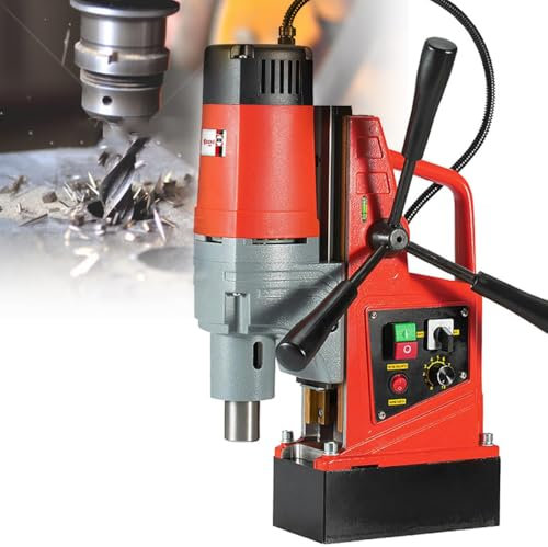 YXFAZPP 1350W Mag Drill, Portable Magnetic Drill Press Machine with 16mm Boring Dia, 0-600RPM Stepless Speed & Reversible Direction, 11500N Electromagnetic Base