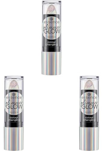 essence glimmer GLOW lipstick, Transparent, farbanpassend, natürlich, glänzend, vegan, ölfrei, ohne Alkohol, ohne Konservierungsstoffe, 3er Pack (3g)