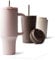 MAMEIDO Mug Isotherme avec Paille & anse 1200ml - Thermo Café étanche en acier inox, Tasse Isotherme sans BPA, Mug Isotherme Cafe (Blush Kissed, 1,2l)
