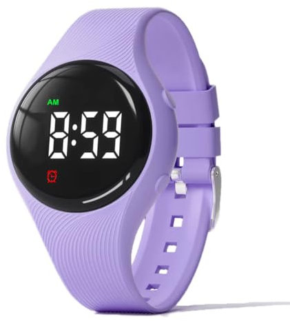 e-vibra montre d'apprentissage de la propreté - vibrante silencieuse et résistante à l'eau - rappel médicale rechargeable - alarme et écran de verrouillage, violet