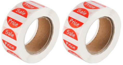 Laroal 1000 Stück Verkaufsaufkleber, Preisaufkleber, rote Etiketten, runde Produktetiketten für Einzelhandelsgeschäfte, Supermärkte, Größe 2,5 cm