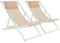 Mondeer Sonnenliege 2er Set, klappbarer Liegestuhl mit Kopfstütze und Verstellbarer Rückenlehne für Garten Pool Terrasse, Belastbarkeit 130kg, W104 x D58 x H95cm, Beige und Weiß