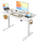 FEZIBO Height Adjustable Electric Standing Desk, 100 * 60 cm Stand up Table, Rising desk, Sit Stand Home Office Desk with Splice Board, White Frame/White Top