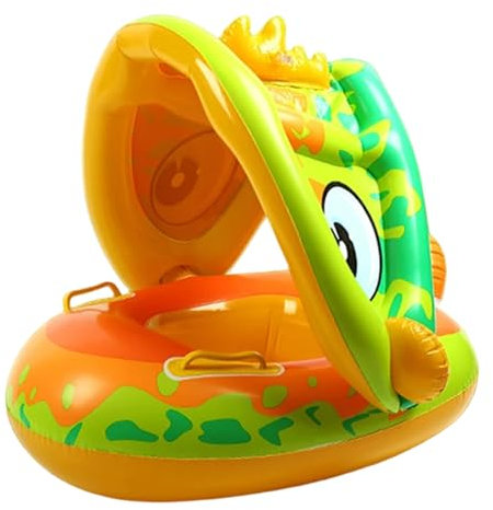 Salvagente per bambini con tettuccio, salvagente gonfiabile per piscina per bambini piccoli con seduta, maniglia e volante, portatile per bambine e da 0 a 36 mesi per c